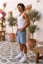 Men's Blue Denim Fabric Jean Shorts Ke-1198 - 2