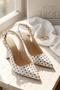 Voli White Polka Dot Side Buckle (8 cm) Pointed Toe Heeled Shoes - 4