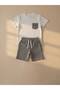 Cream Supreme Combed Cotton, Black Premium Waterway Twill Fabric Shorts Set - 4