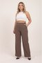 Plus Size Cotton Elastic High Waist Stoned Wide Leg Women's Trousers