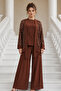 Sequined Hijab Suit A9253 Taba - 2