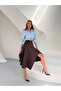 Premium Bondit Fabric Belt Detailed Asymmetrical Cut Midi Skirt - 5