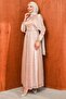 Mink Belted Draped Janjan Evening Dress - 4