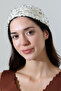 Pearl White Sequined Hand Knitted Bandana – Handmade Hair Band - 2
