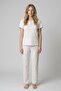 Women's Ecru Heart Ribbed Short Sleeve Pajama Set - 2
