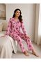 Seasonal Viscose Buttoned Pink Women's Pajama Set - 3