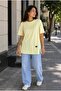 Women's Basic Oversize T-Shirt, Crew Neck, Long Length, Slit, Laser Cut, 100% Cotton - 7