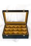 15-Piece Premium Dark Green Watch Box, Special Design with Faux Leather Finish, Glass Cover, Accessory Organizer - 3