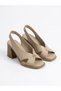 Genuine Leather Mink Heeled Women's Sandals - 6
