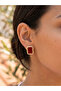 Gold Burgundy Enamel Quadrilateral Twist Earrings - 2