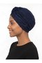 Twisted Agraf Lined Navy Blue Ready-To-Wear Turban Hijab Bonnet Suitable for Medical Use Evening Dress - 6