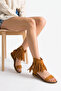 Paloma Women's Genuine Leather Tassel Sandals - Tan Suede - 7