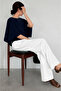 Women's Boat Neck Cape Detailed Modern Design Stylish Blouse - 4