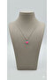 Women's Silver Color Minimal Pink Strawberry Figured Chain Necklace - 2