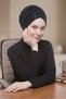 Women's Black Turban with Lace, Single Cross, Practical Evening Dress Bonnet - Sandy Fabric - 2