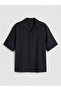 Black Regular Fit Linen Look Men's Shirt - 3