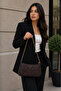 Staryıldız Embroidered Chain Strap Brown Women's Shoulder Bag