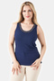 10952 Dark Blue Beaded Detail Camisole Tank Top