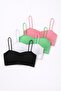 Women's Colorful 4-Piece Strapless Non-Padded Bra Half Tank Training Bra