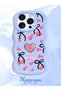 iPhone 12 Pro Compatible Case Camera Protector Blue Silicone Couple Phone Case Heart Pattern - 2