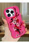 iPhone 16 Pro Max Compatible Case with Camera Protection Red Silicone Couple Phone Case with Floral Pattern
