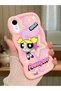 iPhone Xr Compatible Case Camera Protector Pink Silicone Couple Phone Case Powerpuff Pattern