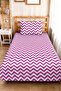 Purple Zigzag Geometric Teen Room Single Pique Set-White Modern 160X220Cm Quilted Bedspread - 5