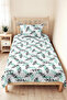 Green Leaflet Young Room Single Pique Set - Black Botanical 160X220 cm Quilted Bedspread - 6
