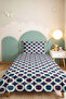 Navy Blue Geometric Youth Room Single Pique Set - Mint Modern 160X220 cm Quilted Bedspread - 5