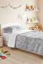 Blue Gray Modern Young Room Single Pique Set - Marble Textured 160X220 cm Quilted Bedspread - 4