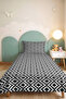 Black and White Geometric Youth Room Single Pique Set - Plaid 160X220 cm Quilted Bedspread - 6