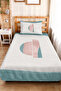 Geometric Bohomian Mint Young Room Single Pique Set - Powder Pastel 160X220 cm Bedspread - 4