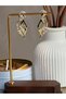 Women's Steel Gold Color Black Enamel Geometric Earrings - 2