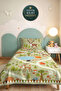 Forest Animals Children's Pique Set - Pastel Nature Patterned 160X220 cm Quilted Bedspread