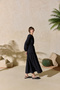 Black Modal Dress with Gathered Detail - 2