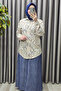 Women's Clothing Plus Size Buttoned Elastic Sleeve Seersucker Shirt - 8