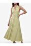 Linen Blend Halter Neck Long Dress with Tie Detail - 5