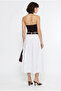 Women's White Belted High Waist Pleated Detailed A-Line Maxi Skirt De261038 60286361 - 4
