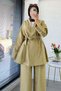 Premium Vessa Belt Detailed Linen Trousers Set - Oil Green - 7