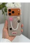 iPhone 17 Pro/18 Pro Rhinestone Case with Pearl Pendant Detail, Marbling Effect 3D Heart and Motif Charm Cover - 5