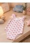 Girl's Ruffle One-Piece Swimsuit Sea Beach Pool Swimwear 1-2 2-3 3-4 4-5 5-6 Years Old Matching Patterned Digital Print Fabric - 4