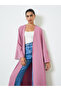 Pink Contrast Slit Sleeve Open Front Abaya - 2