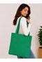 Women's Green Zippered Hand and Shoulder Bag Fabric Tote Bag Canvas Bag - 4