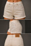 Women's Regular Waist Lycra Stone Detailed Tasseled Denim Shorts E7025 - 5