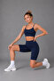 Women's Navy Blue High Waist Stretchy Short Leggings - 4