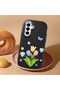 Samsung Galaxy A17 Compatible Case Camera Protective Black Silicone Couple Phone Case with Floral Pattern - 2