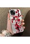 iPhone 15 Plus Compatible Silicone Edge Hard Back Case Couple Phone Case with Floral Pattern - 3