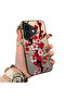 iPhone 16 Plus Compatible Silicone Edge Hard Back Case Couple Phone Case with Floral Pattern