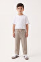White T-Shirt Stone Color Muslin Pants Set 100% Cotton
