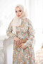 Green Half Buttoned Sleeves Elastic Skirt Layered Dress - 3